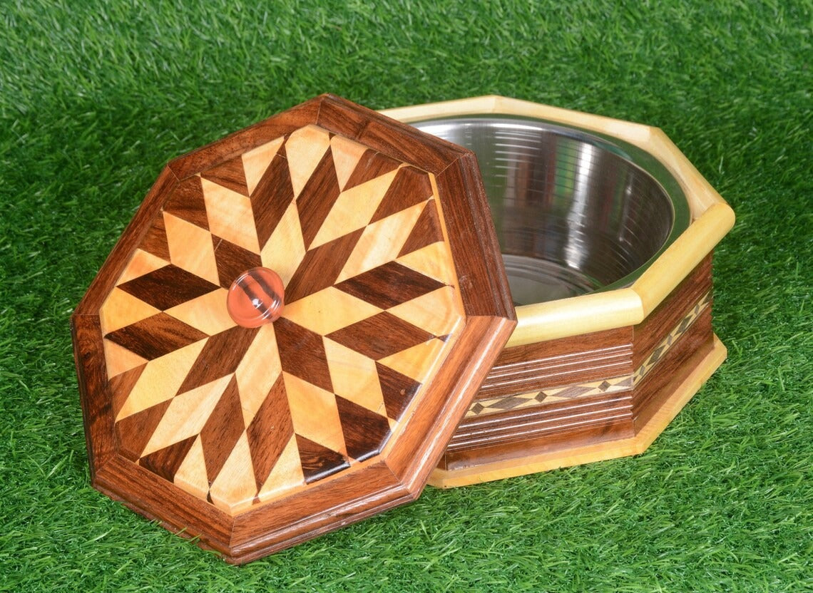 Wood Casserole with Steel or Chapatti Box for Keeping them Hot with steel/gift
